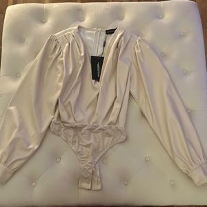 Pretty Little Thing leather blouse bodysuit